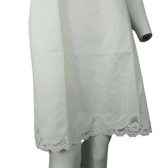 Vintage 70s Pennys Full Length Nylon Dress Slip S Beige Lace Pin Up Glam Modest - Picture 8 of 10